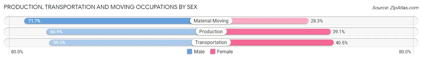 Production, Transportation and Moving Occupations by Sex in Zip Code 28551