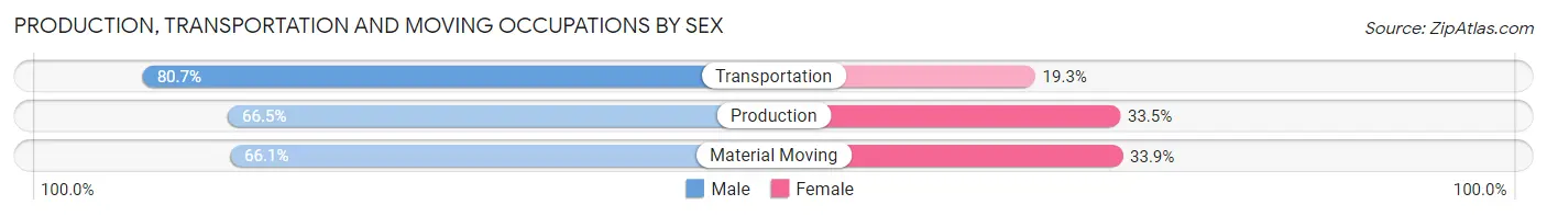 Production, Transportation and Moving Occupations by Sex in Zip Code 28570