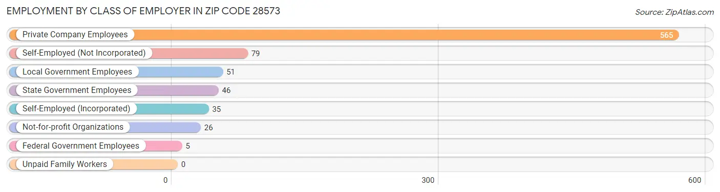 Employment by Class of Employer in Zip Code 28573