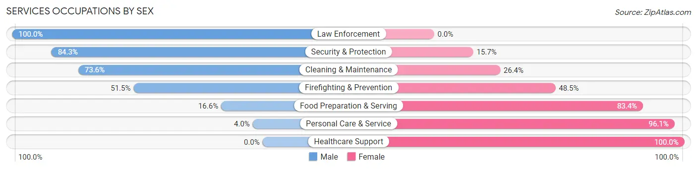 Services Occupations by Sex in Zip Code 28574