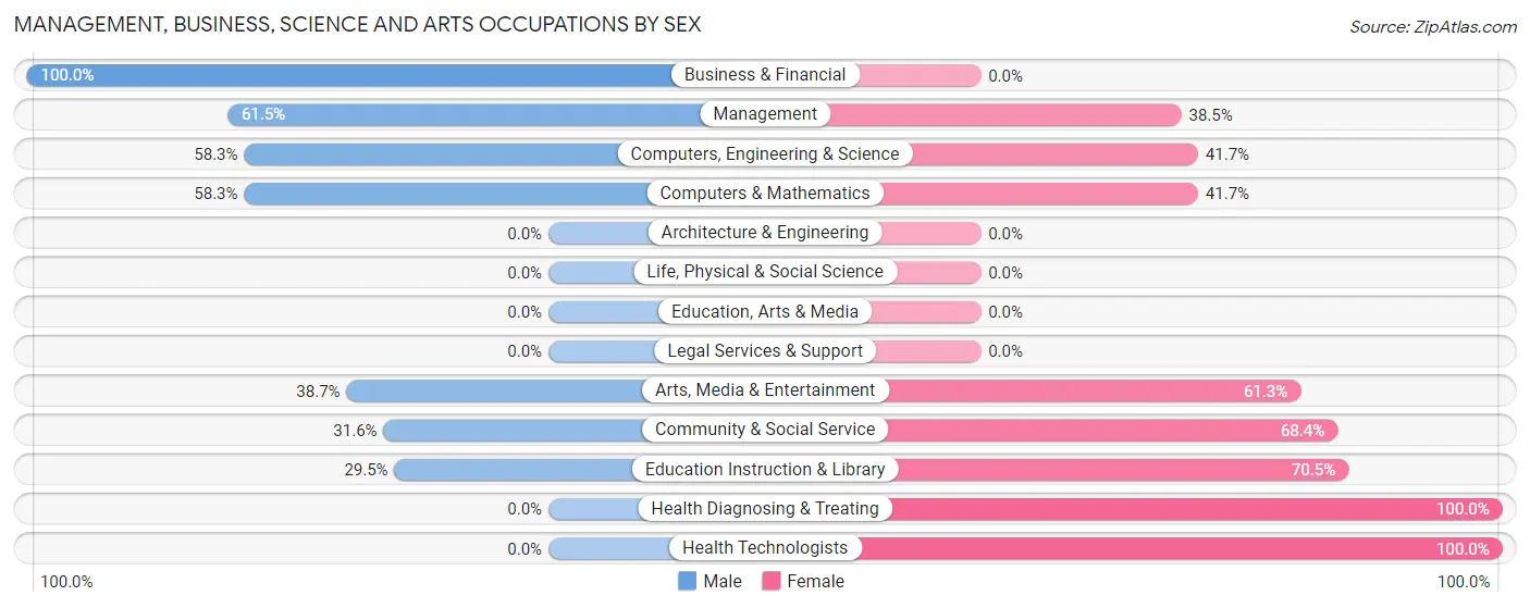 Management, Business, Science and Arts Occupations by Sex in Zip Code 28582