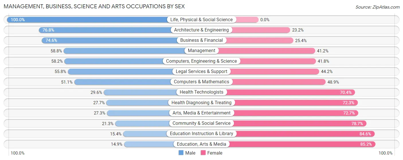 Management, Business, Science and Arts Occupations by Sex in Zip Code 28584