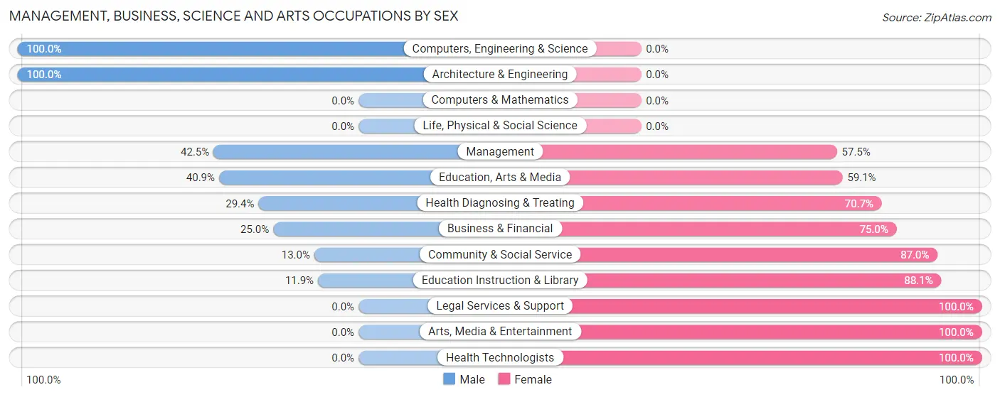 Management, Business, Science and Arts Occupations by Sex in Zip Code 28586