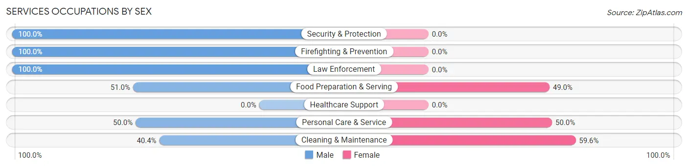 Services Occupations by Sex in Zip Code 28594
