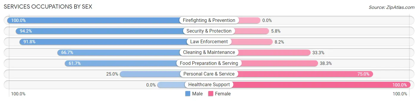 Services Occupations by Sex in Zip Code 28604