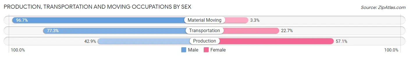 Production, Transportation and Moving Occupations by Sex in Zip Code 28605