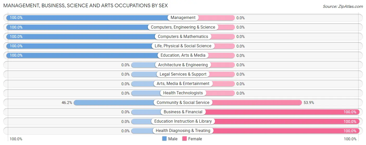 Management, Business, Science and Arts Occupations by Sex in Zip Code 28606