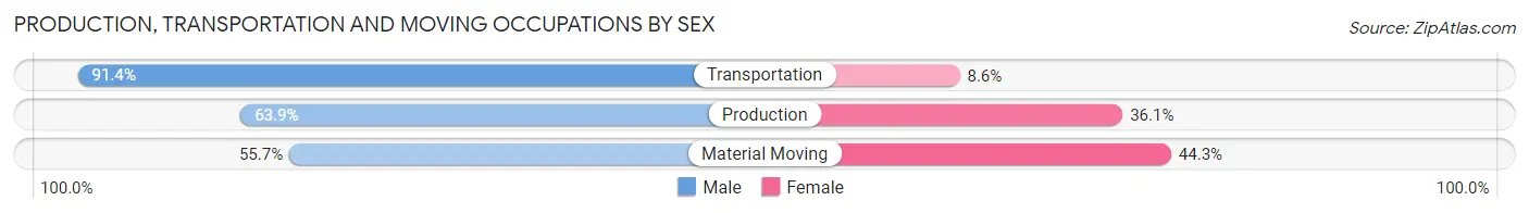Production, Transportation and Moving Occupations by Sex in Zip Code 28609