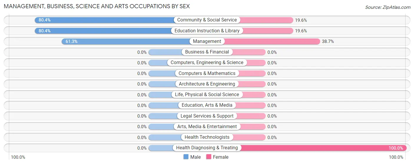 Management, Business, Science and Arts Occupations by Sex in Zip Code 28617