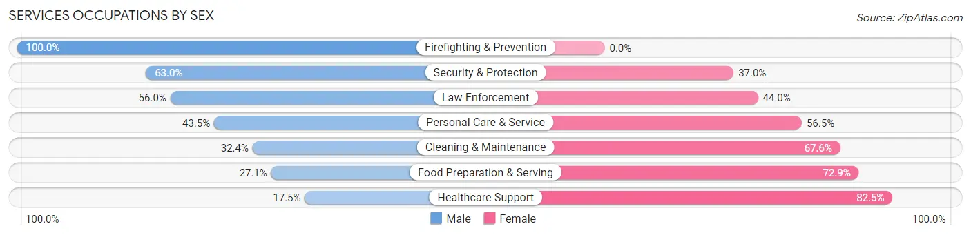 Services Occupations by Sex in Zip Code 28621