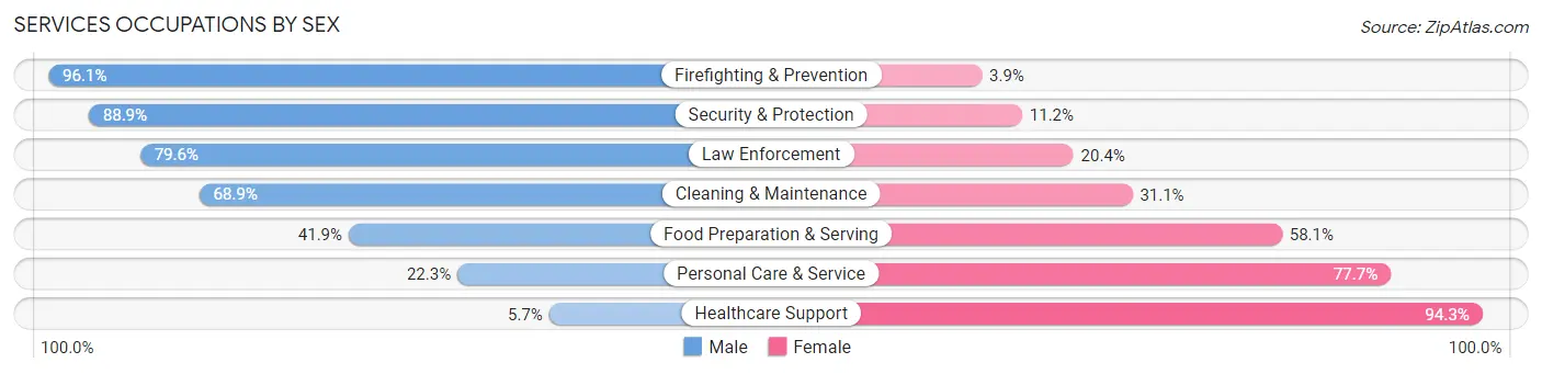 Services Occupations by Sex in Zip Code 28645