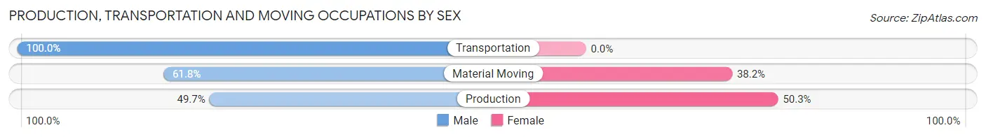 Production, Transportation and Moving Occupations by Sex in Zip Code 28654