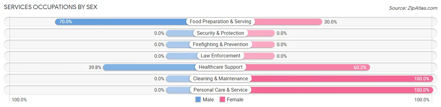 Services Occupations by Sex in Zip Code 28654