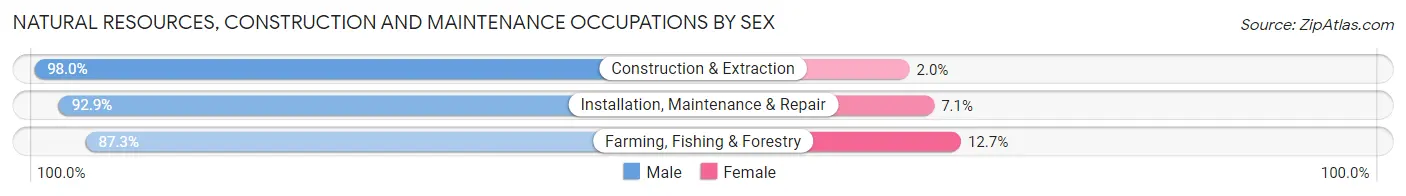Natural Resources, Construction and Maintenance Occupations by Sex in Zip Code 28659