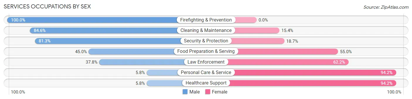 Services Occupations by Sex in Zip Code 28659