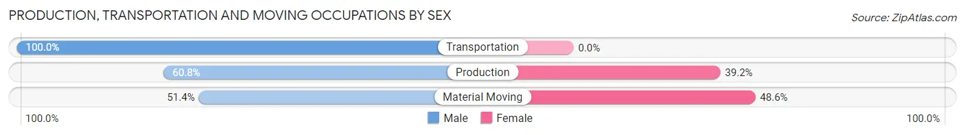 Production, Transportation and Moving Occupations by Sex in Zip Code 28670