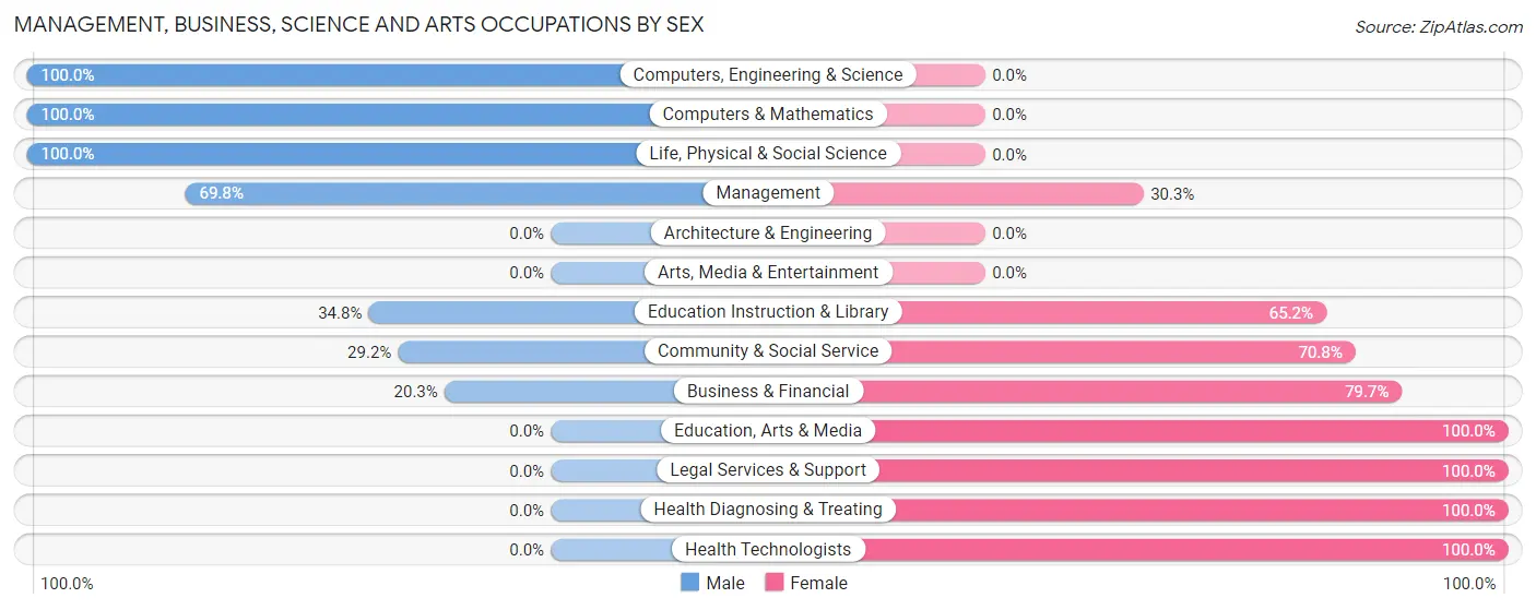 Management, Business, Science and Arts Occupations by Sex in Zip Code 28678