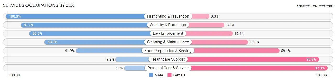 Services Occupations by Sex in Zip Code 28681