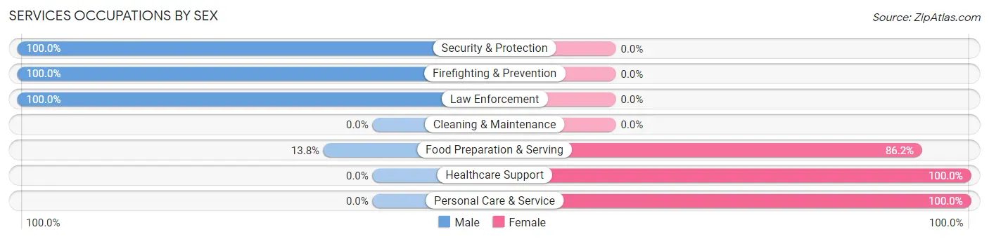 Services Occupations by Sex in Zip Code 28683
