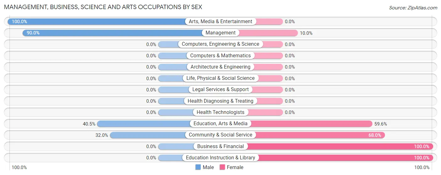 Management, Business, Science and Arts Occupations by Sex in Zip Code 28684