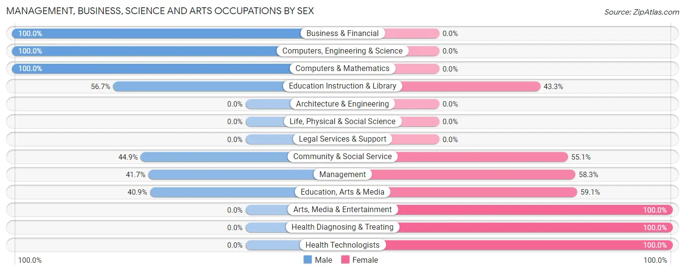 Management, Business, Science and Arts Occupations by Sex in Zip Code 28689