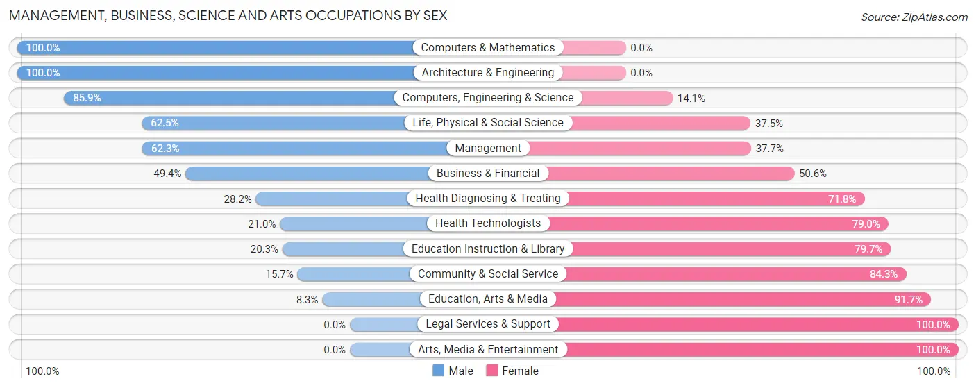 Management, Business, Science and Arts Occupations by Sex in Zip Code 28690