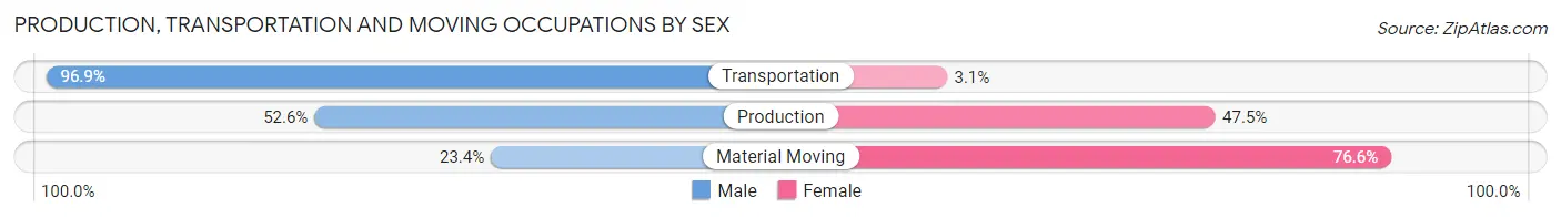 Production, Transportation and Moving Occupations by Sex in Zip Code 28692
