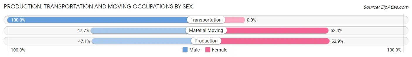 Production, Transportation and Moving Occupations by Sex in Zip Code 28701