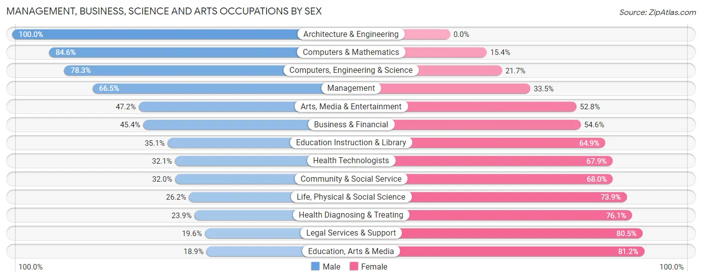 Management, Business, Science and Arts Occupations by Sex in Zip Code 28704
