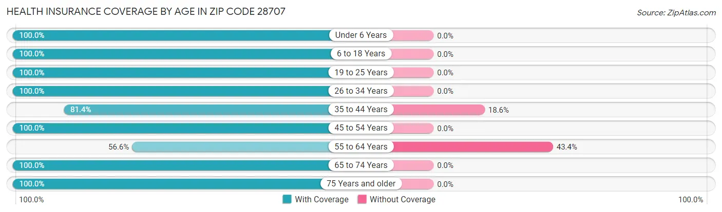 Health Insurance Coverage by Age in Zip Code 28707