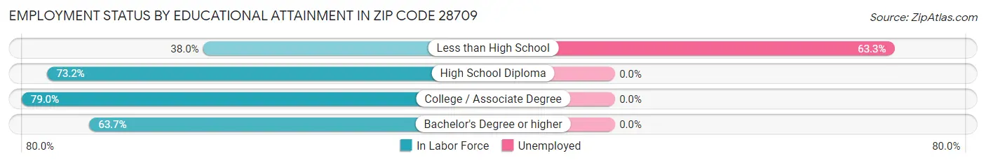 Employment Status by Educational Attainment in Zip Code 28709