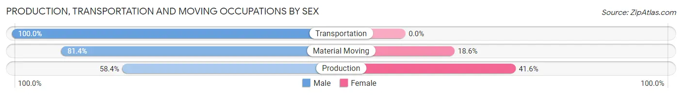 Production, Transportation and Moving Occupations by Sex in Zip Code 28712
