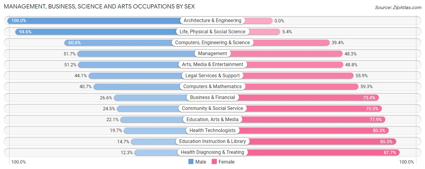 Management, Business, Science and Arts Occupations by Sex in Zip Code 28713