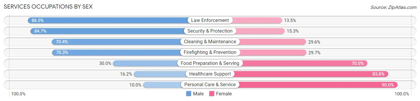 Services Occupations by Sex in Zip Code 28714