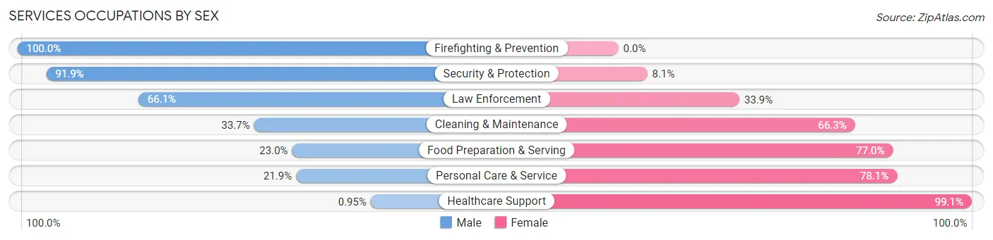 Services Occupations by Sex in Zip Code 28715