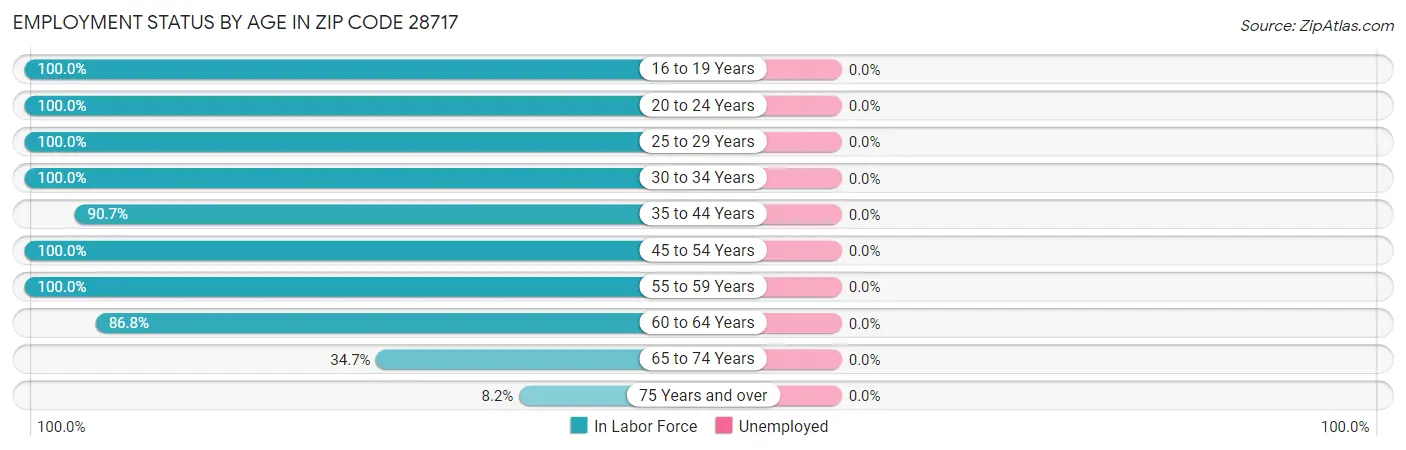 Employment Status by Age in Zip Code 28717
