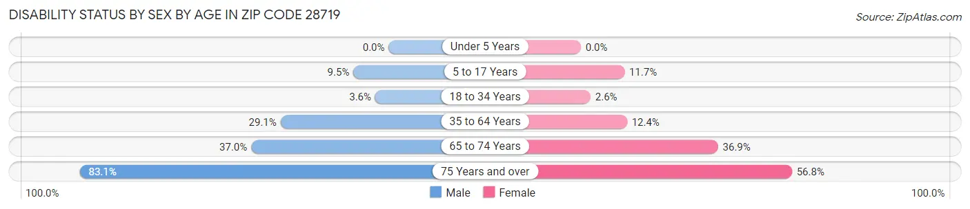 Disability Status by Sex by Age in Zip Code 28719