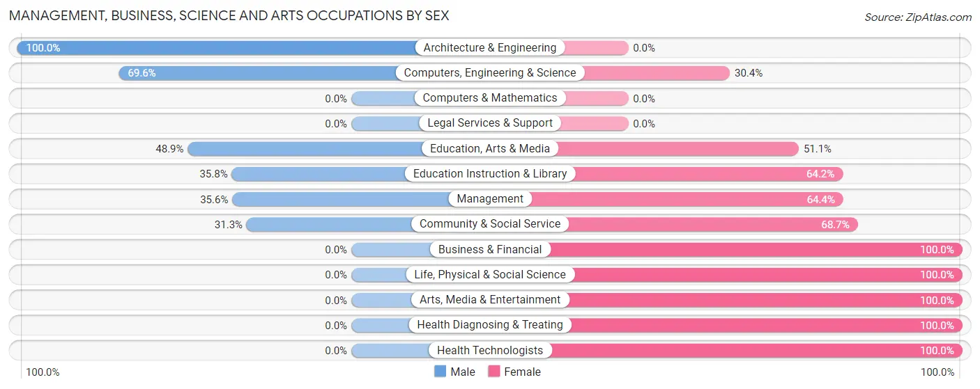 Management, Business, Science and Arts Occupations by Sex in Zip Code 28719