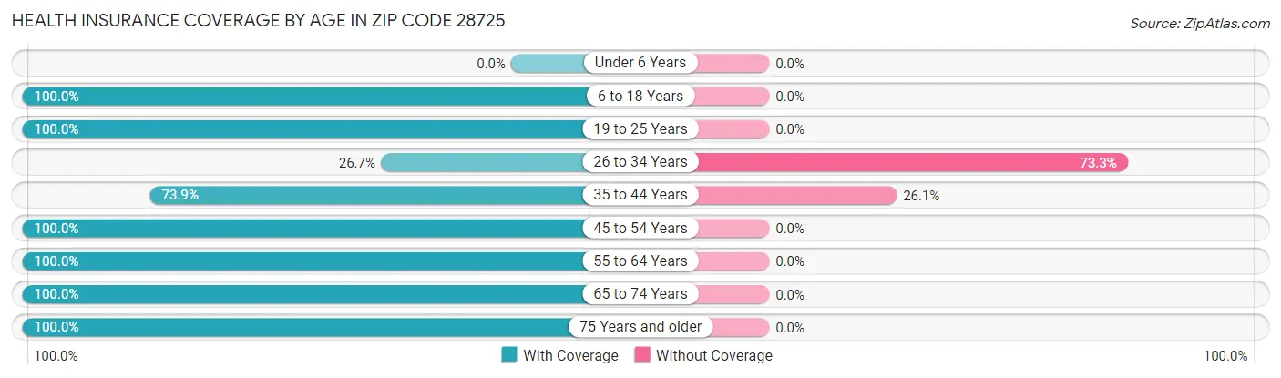 Health Insurance Coverage by Age in Zip Code 28725