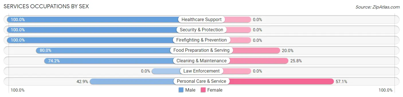 Services Occupations by Sex in Zip Code 28729