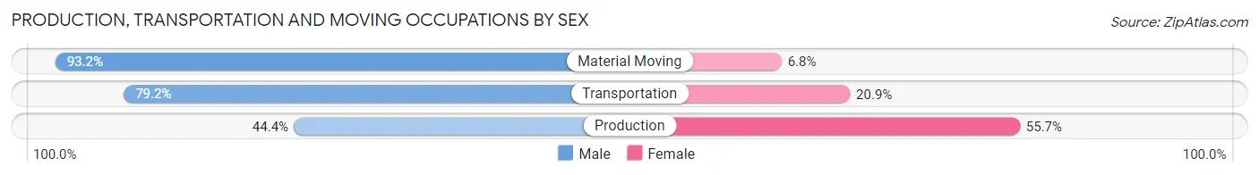 Production, Transportation and Moving Occupations by Sex in Zip Code 28730
