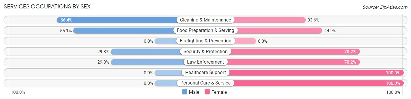Services Occupations by Sex in Zip Code 28730