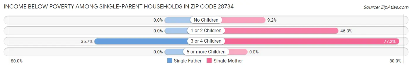Income Below Poverty Among Single-Parent Households in Zip Code 28734