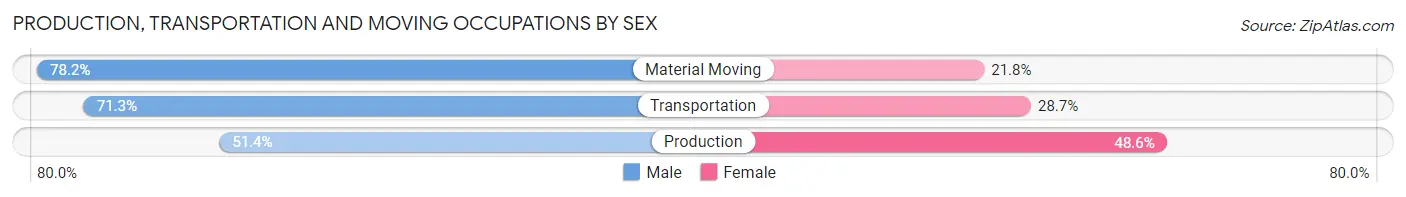 Production, Transportation and Moving Occupations by Sex in Zip Code 28734