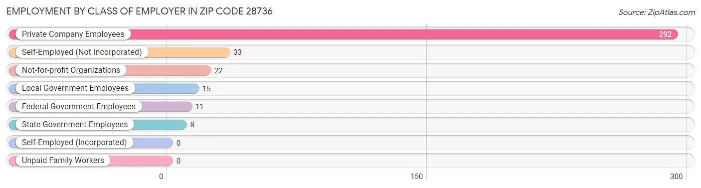 Employment by Class of Employer in Zip Code 28736