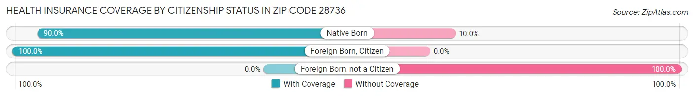 Health Insurance Coverage by Citizenship Status in Zip Code 28736