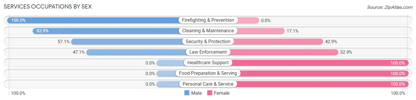 Services Occupations by Sex in Zip Code 28740