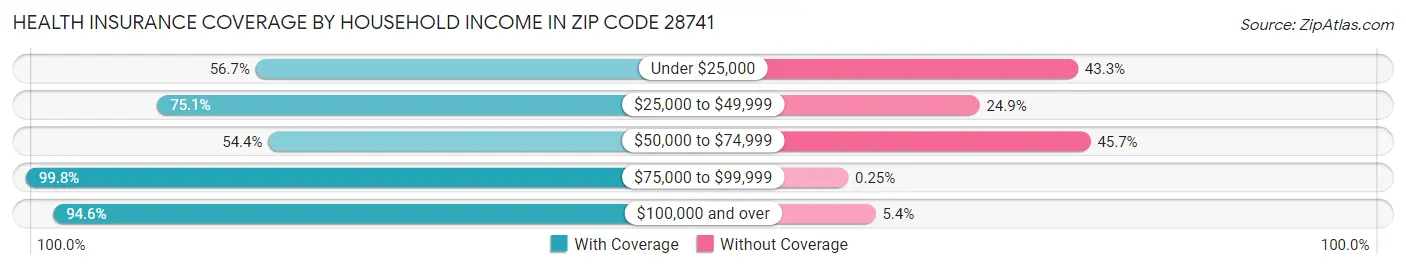 Health Insurance Coverage by Household Income in Zip Code 28741