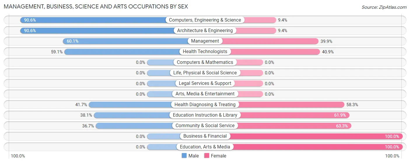 Management, Business, Science and Arts Occupations by Sex in Zip Code 28742