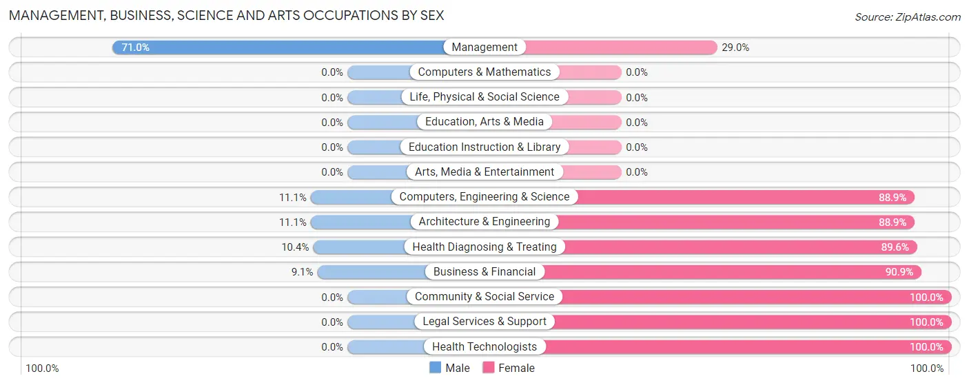 Management, Business, Science and Arts Occupations by Sex in Zip Code 28743